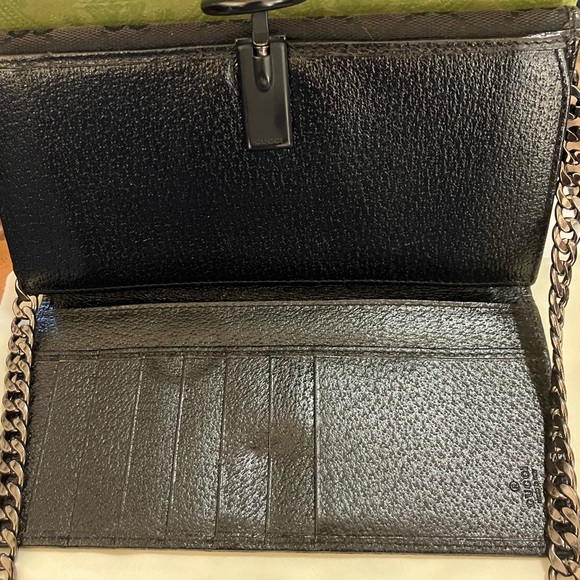Gucci Black Monogram Chain Shoulder Wallet - Picture 5 of 13